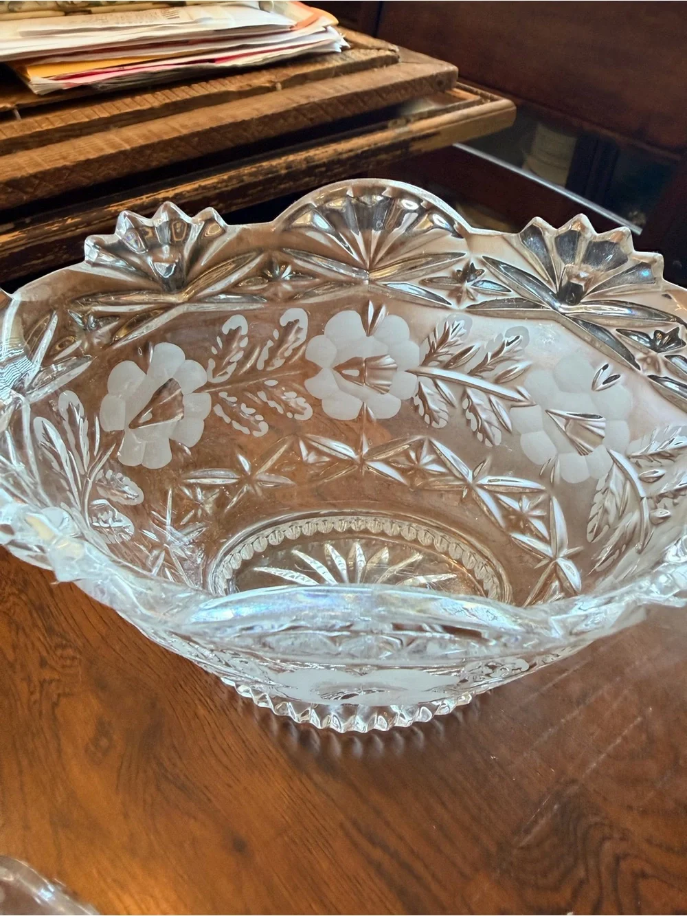 Large Cut Crystal rose Covered Candy Dish - Clear Glass cute candle making